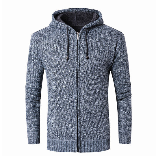 Herren moderne Strickjacke mit Kapuze und weichem Innenfutter Heidi-Mode
