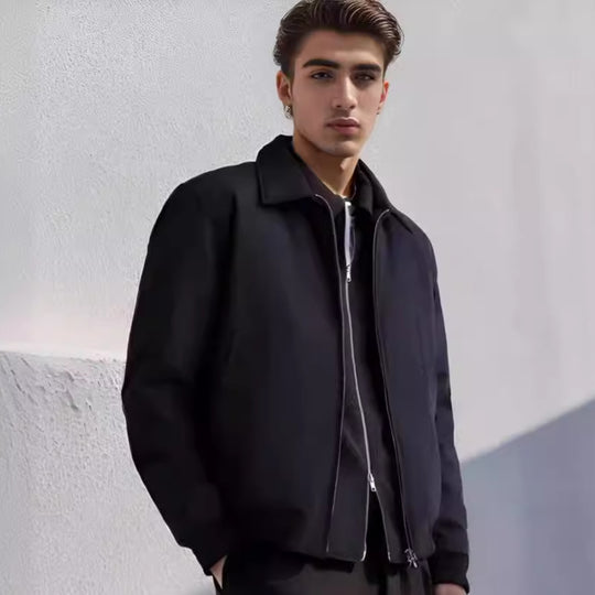 Herren lässige Bomberjacke mit hohem Kragen und praktischen Reißverschlusstaschen Heidi-Mode