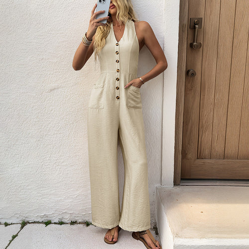 Damen lässiger Haremshose mit Knopfdetails und praktischen Taschen Heidi-Mode