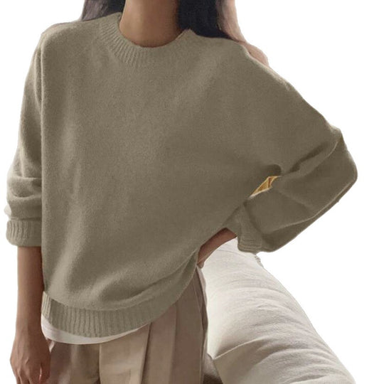 Damen Gemütlicher Rundhals-Pullover aus hochwertigem Stoff Heidi-Mode