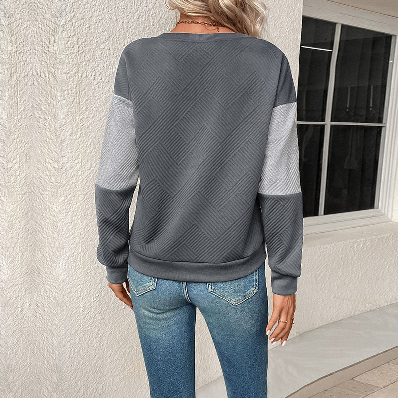 Damen Lässiger Sweatshirt mit modernen geometrischen Mustern Heidi-Mode