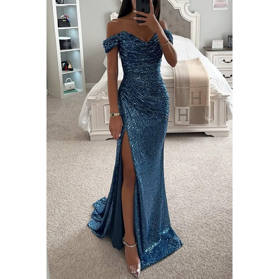 Damen Abendkleid mit schimmernden Pailletten Heidi-Mode