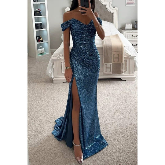 Damen Abendkleid mit schimmernden Pailletten Heidi-Mode