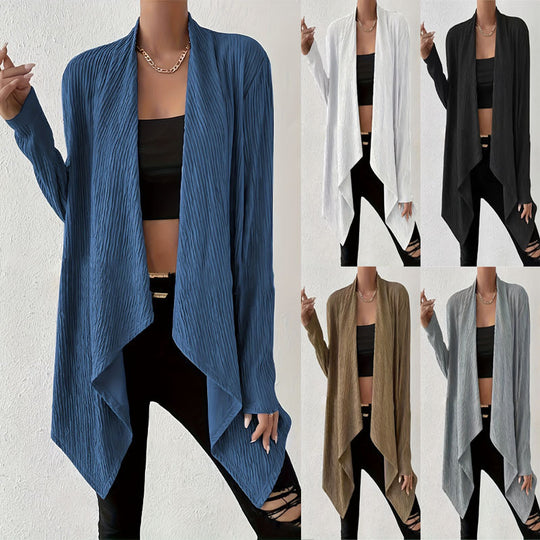 Damen Langärmlige Strickjacke mit strukturiertem Design und offenem Schnitt Heidi-Mode