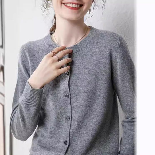 Damen Feinstrick Cardigan mit Knopfleiste und weichem Material Heidi-Mode