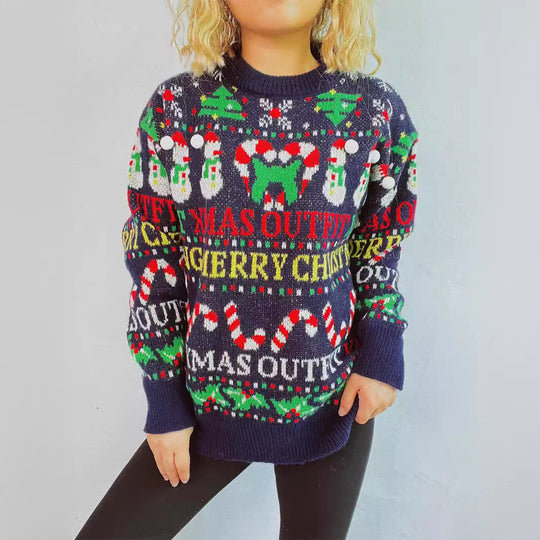 Damen Weihnachts-Pullover mit festlichem Motiv und lässigem Schnitt Heidi-Mode
