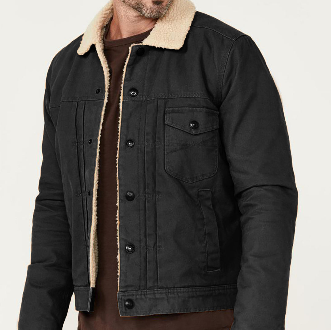 Herren Winterjacke aus strapazierfähigem Baumwollmaterial mit Teddyfutter und praktischen Taschen Heidi-Mode