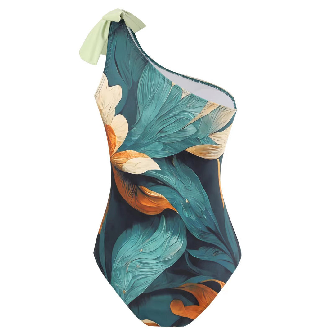 Damen Badeset mit asymmetrischem Badeanzug und elegantem Wickelrock Heidi-Mode