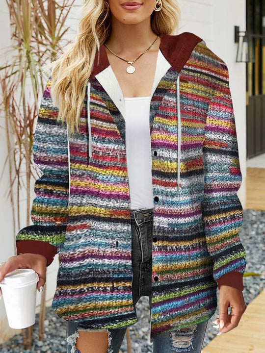 Damen lässige Overshirt-Jacke mit Kapuze und praktischem Kordelzug Heidi-Mode