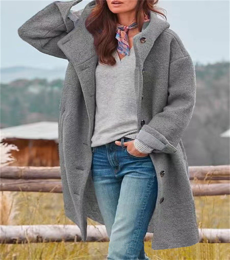 Damen lässiger Oversized-Fleece-Mantel mit praktischen Taschen Heidi-Mode