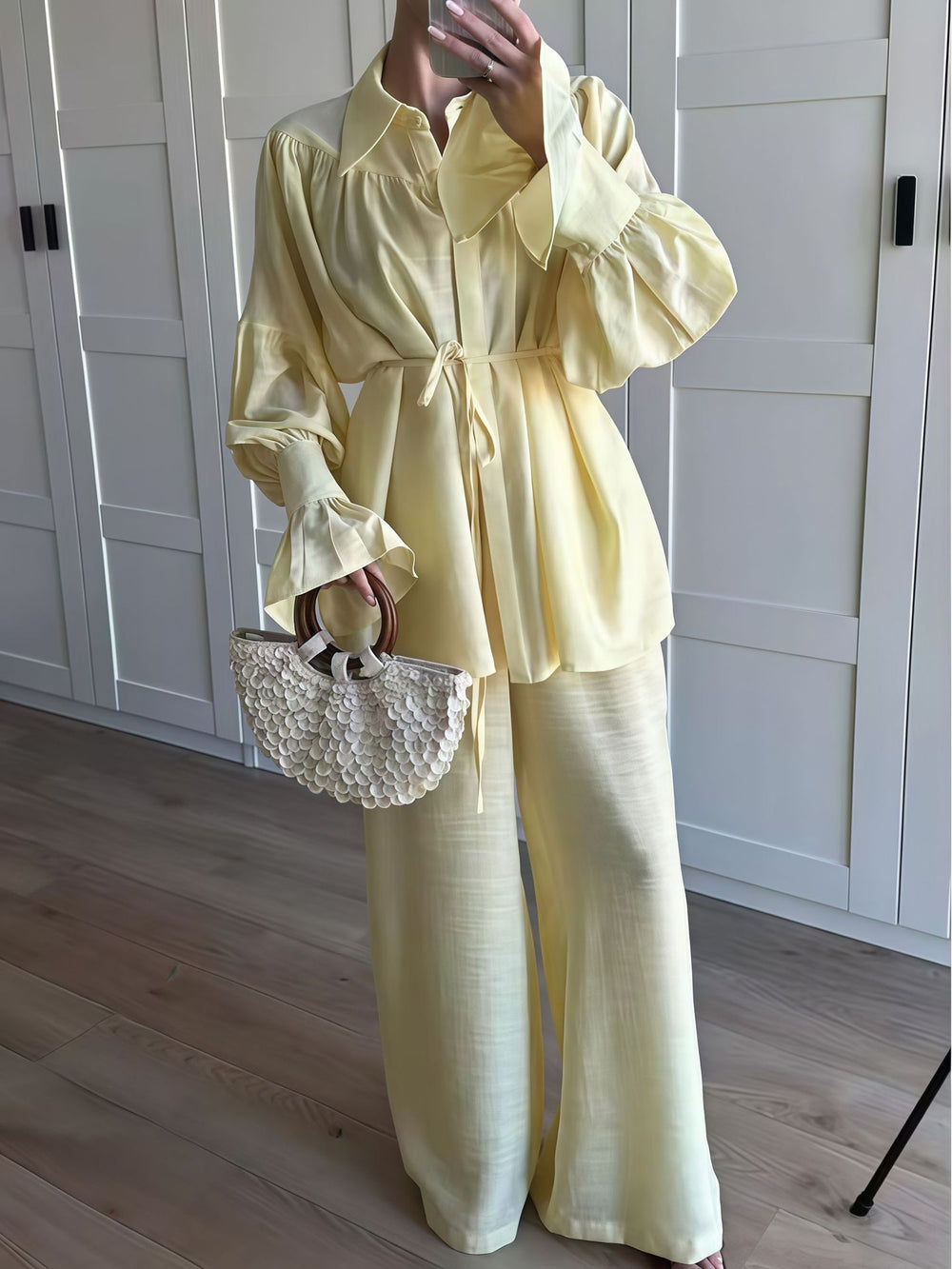 Damen Schicke Bluse und weite Hose im eleganten Look Heidi-Mode