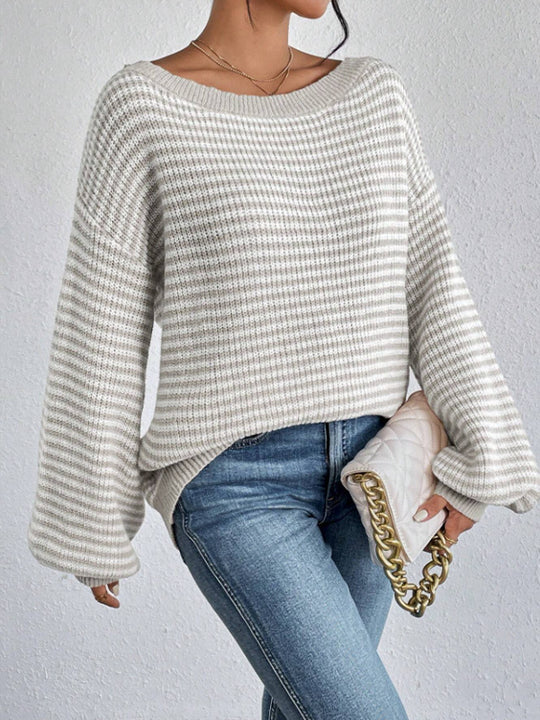 Damen lässiger Oversized-Pullover mit asymmetrischem Schnitt und modernem Gewebe Heidi-Mode