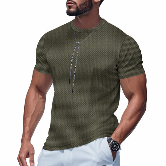 Herren Kurzarm T-Shirt mit strukturiertem Design und atmungsaktiver Baumwolle Heidi-Mode