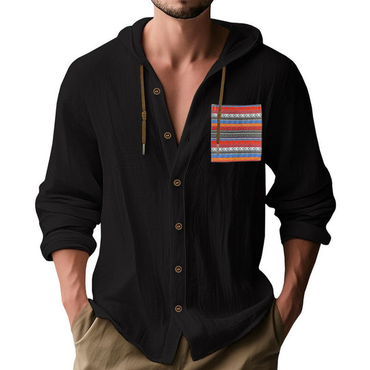 Herren Kapuzenshirt mit verspieltem Design und praktischer Knopfleiste Heidi-Mode