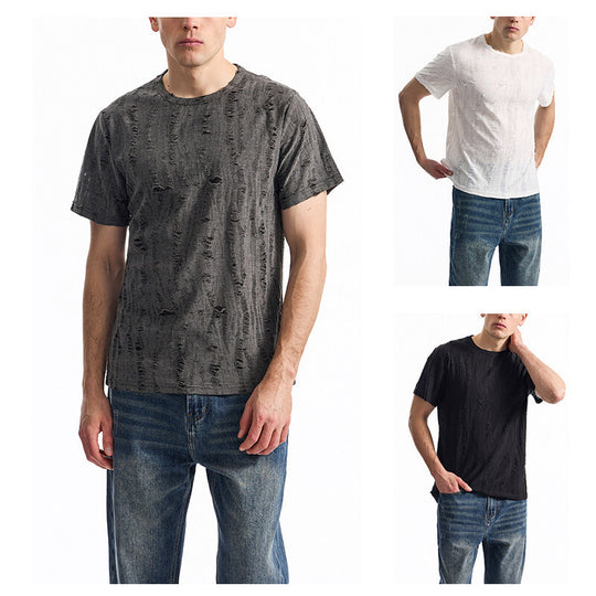 Herren T-Shirt mit einzigartigem Design und strukturierten Stoff Heidi-Mode