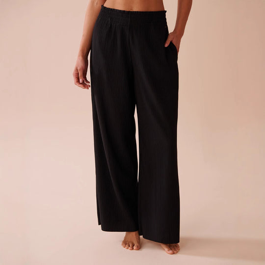 Damen Plissee-Hose mit elastischem Bund und Seitentaschen Heidi-Mode