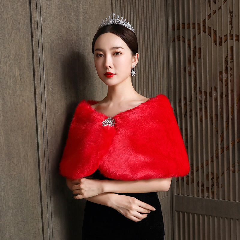 Damen eleganter und luxuriöser Umhang aus Kunstpelz Heidi-Mode