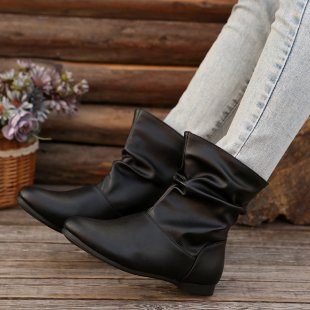 Damen modische Stiefeletten mit elegantem Rüschendesign und weichem Obermaterial Heidi-Mode