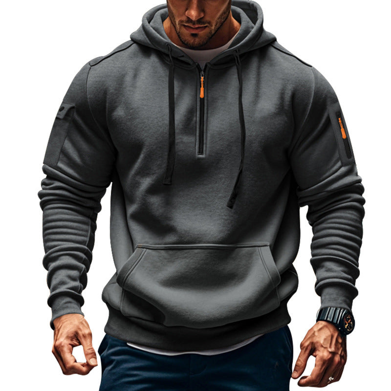 Herren Kapuzenpullover mit modernem Reißverschluss und praktischen Taschen Heidi-Mode