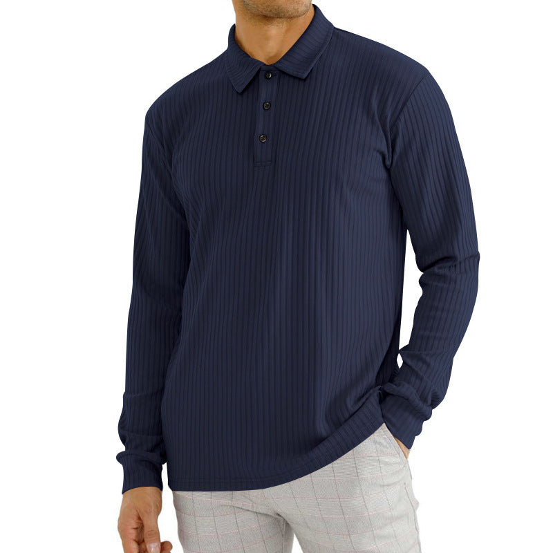 Herren Langarm Poloshirt mit strukturierter Oberfläche und modischem Kragen Heidi-Mode