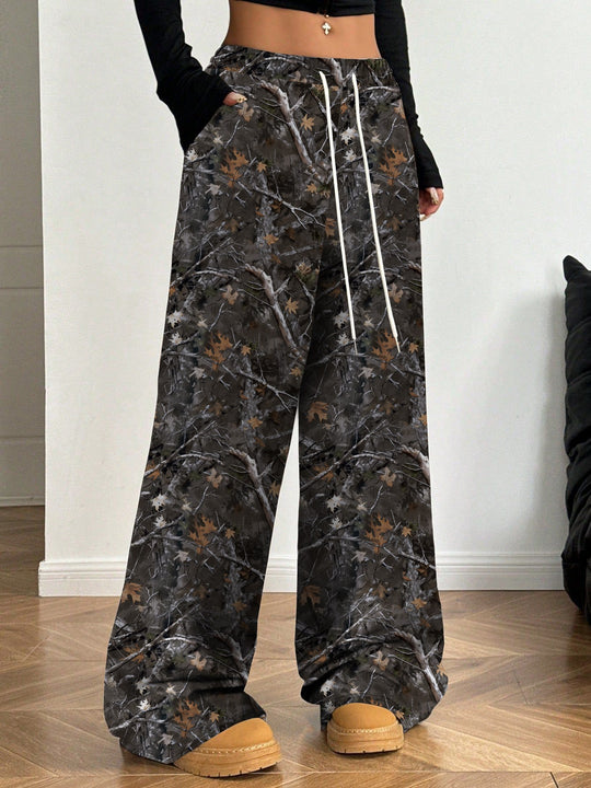 Damen Cargohosen mit hohem Bund und Allover-Muster Heidi-Mode