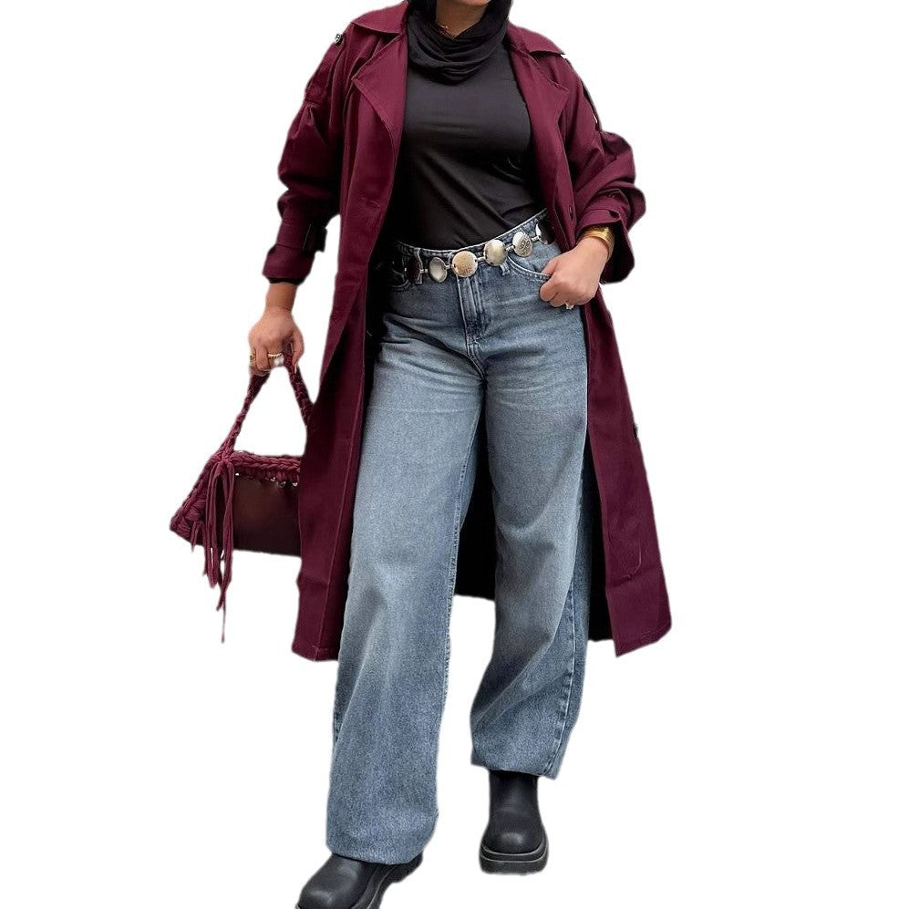 Damen trendiger Trenchcoat mit stilvollem Schnitt und praktischen Taschen Heidi-Mode