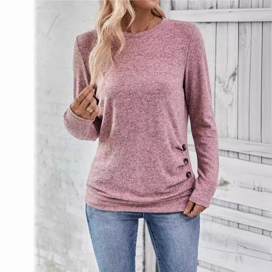 Damen lässiges Langarmshirt mit asymmetrischem Schnitt Heidi-Mode