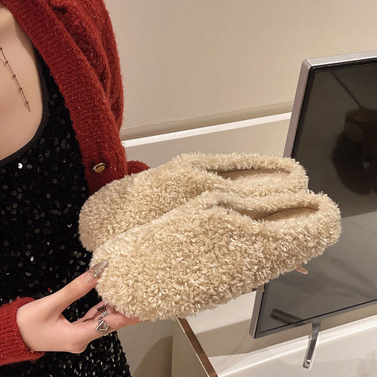 Damen Flauschige Hausschuhe mit rutschfester Sohle und weichem Innenfutter Heidi-Mode