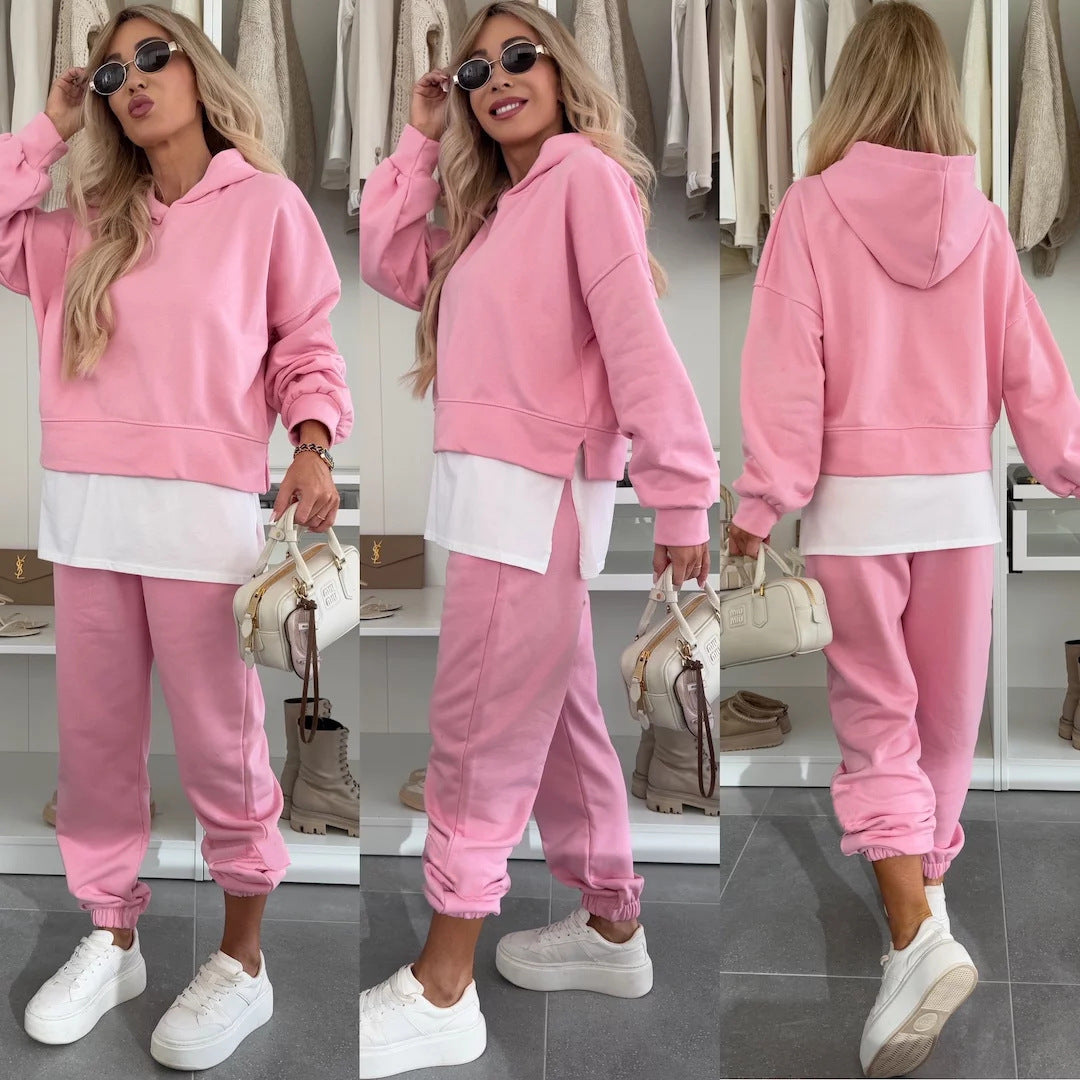 Damen Lässiges cropped Hoodie und entspannende Jogginghose Set Heidi-Mode