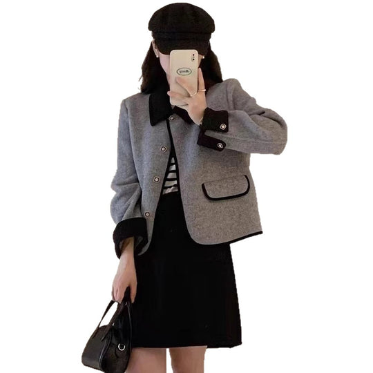 Damen elegante Kurzjacke mit kontrastierenden Details Heidi-Mode