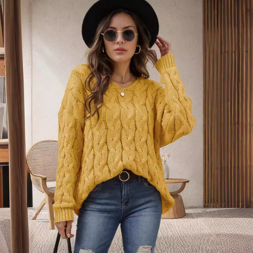 Damen Grobstrickpullover mit modernem Zopfdesign und weitem Schnitt Heidi-Mode