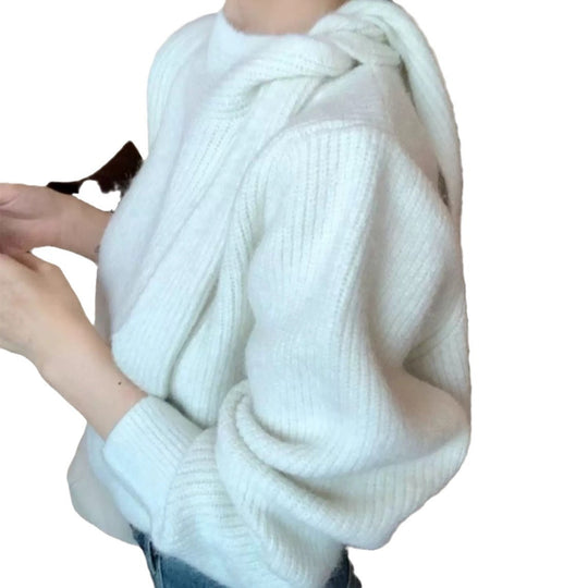 Damen Strickpullover mit verspieltem Kragen und modernem Rippdesign Heidi-Mode
