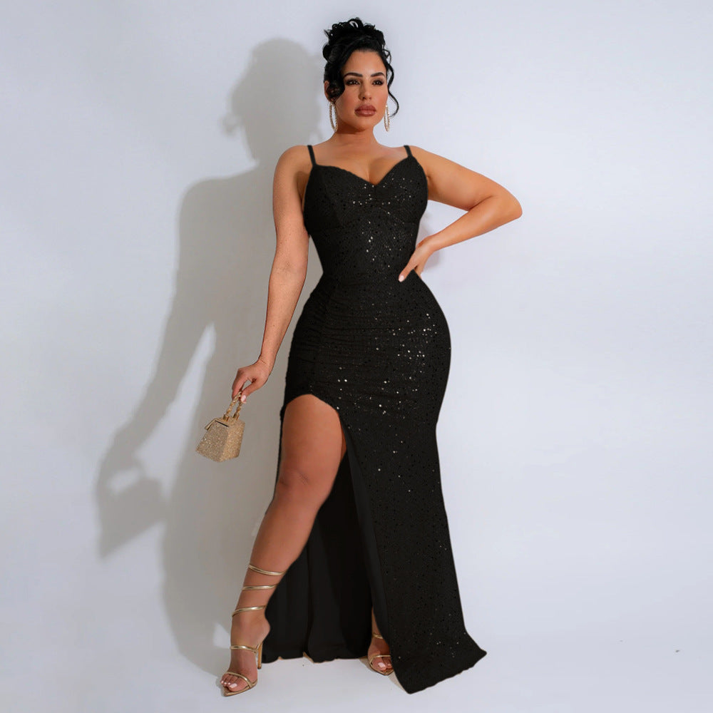 Heidi-Mode | Pailletten Sling Kleid Gastgeber Cocktail Sexy Abendkleid
