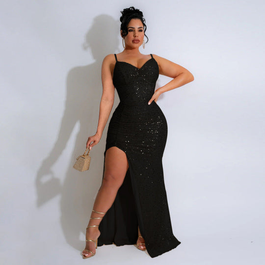 Heidi-Mode | Pailletten Sling Kleid Gastgeber Cocktail Sexy Abendkleid
