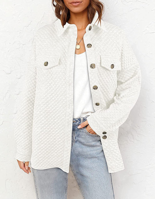 Damen Steppjacke mit Knopfleiste und Taschen Heidi-Mode