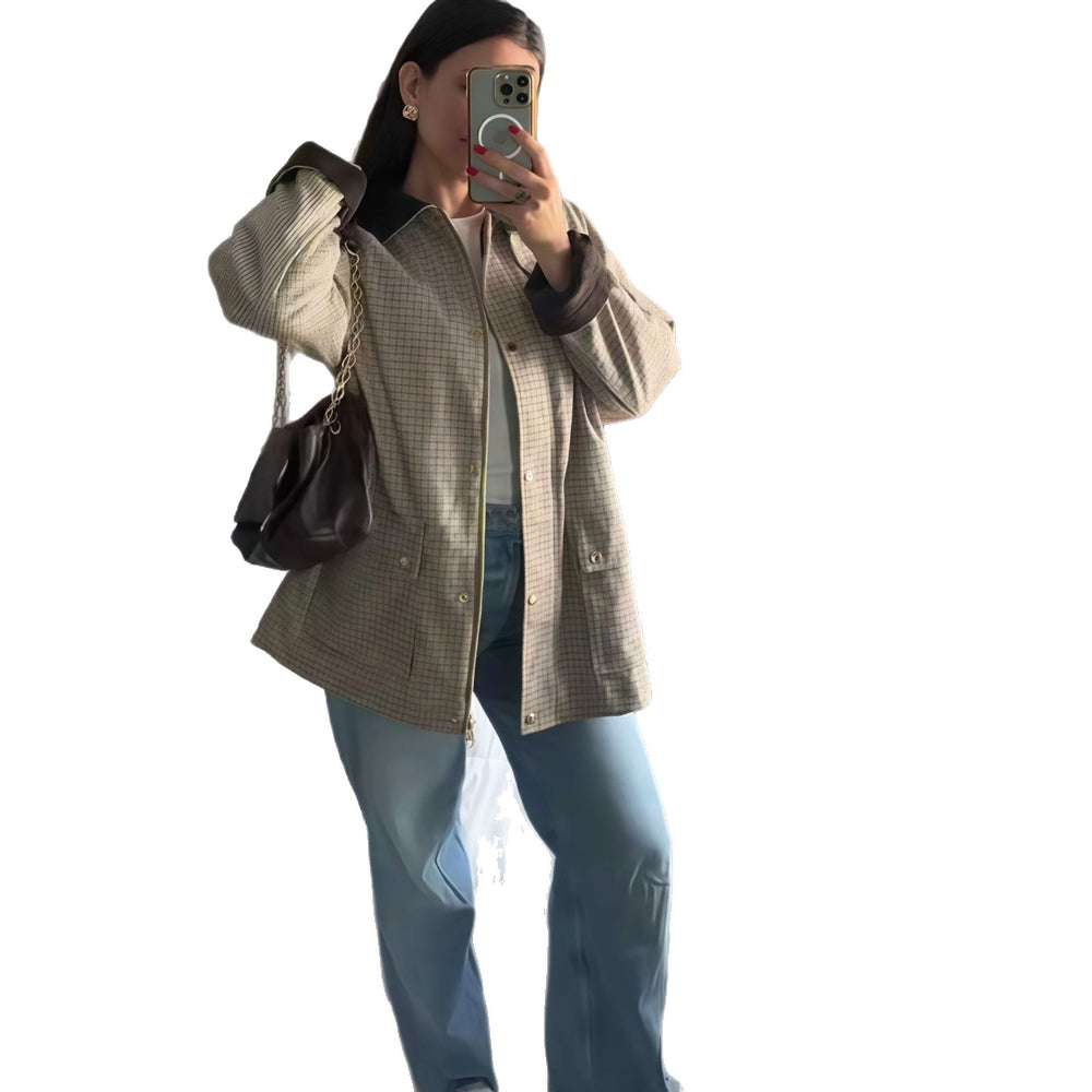 Damen Karierte Utility-Jacke mit modernem Schnitt und praktischen Taschen Heidi-Mode