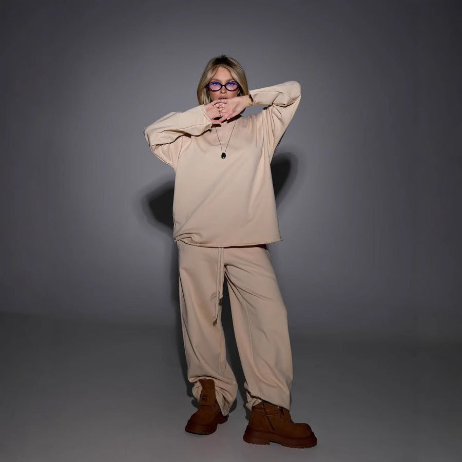 Damen Oversized Loungewear-Set mit Kordelzug und modernem Schnitt Heidi-Mode
