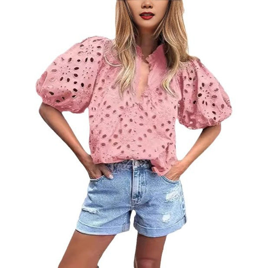 Damen elegante Bluse mit Spitze Heidi-Mode