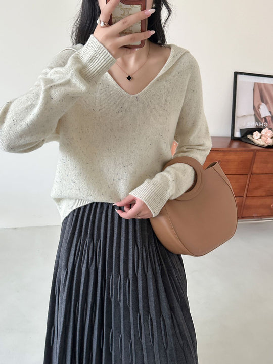 Damen Lässiger V-Ausschnitt Strickpullover Heidi-Mode