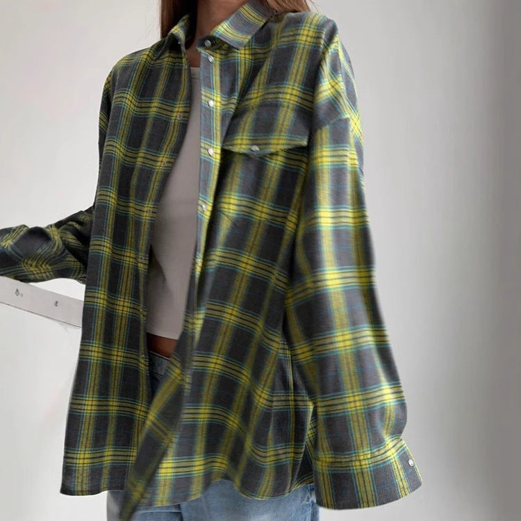 DamenOversized Karo-Hemdbluse Heidi-Mode