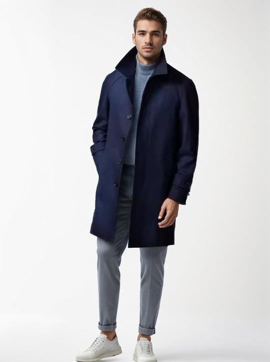 Herren klassischer Trenchcoat mit stilvollem Gürtel und doppelter Knopfreihe Heidi-Mode