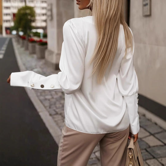 Damen gehobenes Oberteil mit eleganten Knopfdetails Heidi-Mode