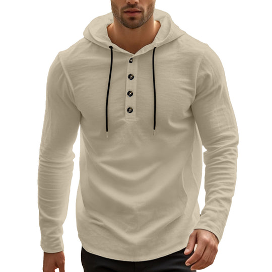 Herren Sportliches Kapuzenoberteil aus atmungsaktivem Material mit Knopfleiste Heidi-Mode