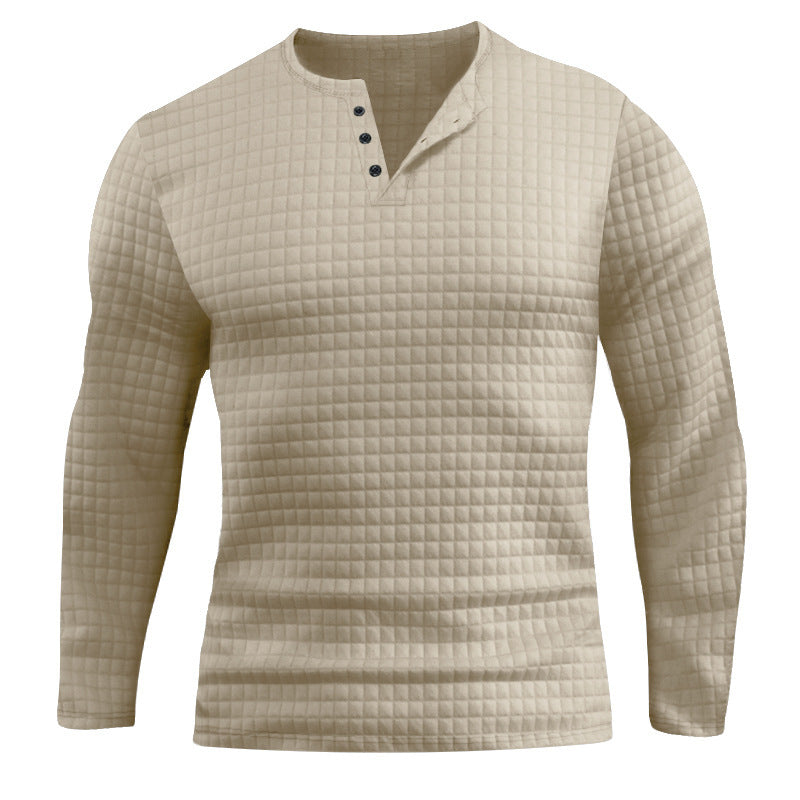 Herren Langarmshirt mit strukturiertem Design und modischem Knopfverschluss Heidi-Mode