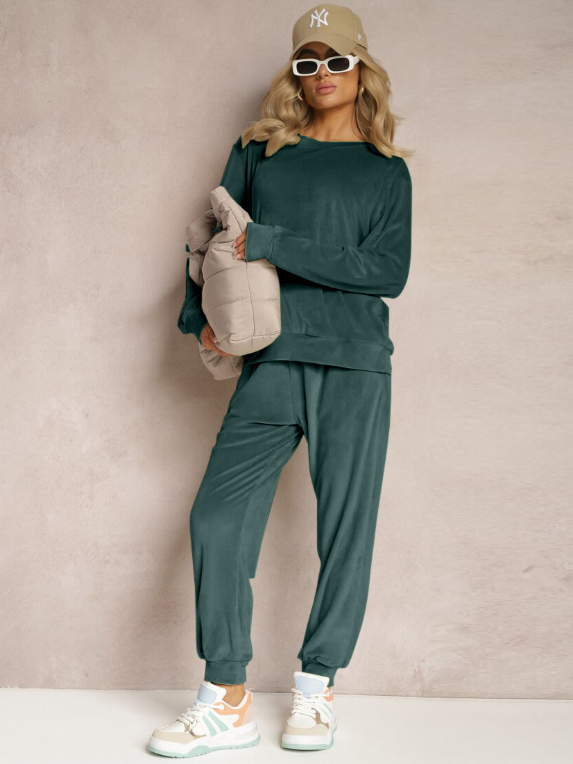 Damen lässiges Lounge-Set aus weichem Velours Heidi-Mode