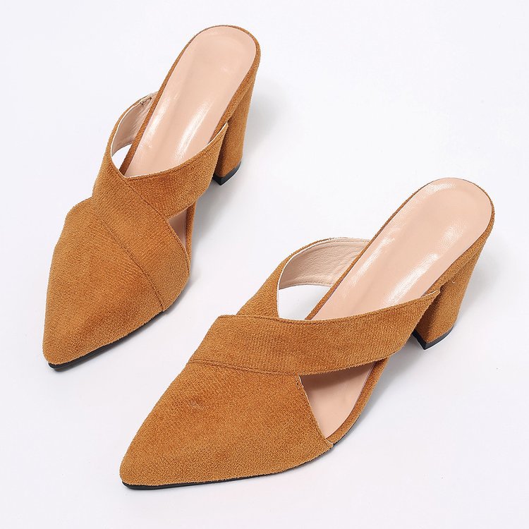Damen Mules mit elegantem Kreuzband und komfortablem Blockabsatz Heidi-Mode