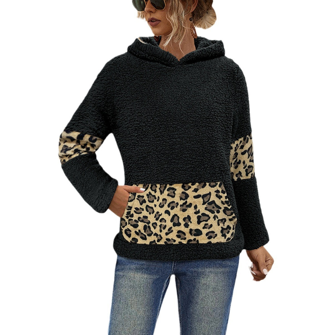 Damen Hoodie mit kuscheligem Fell-Design und Leoparden-Elementen Heidi-Mode