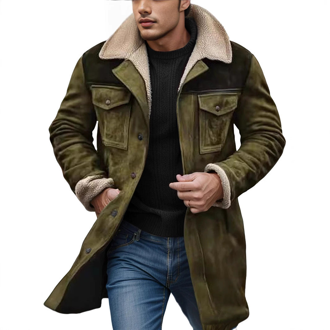 Herren Lammfelljacke im lässigen Utility-Stil mit großzügigen Taschen Heidi-Mode