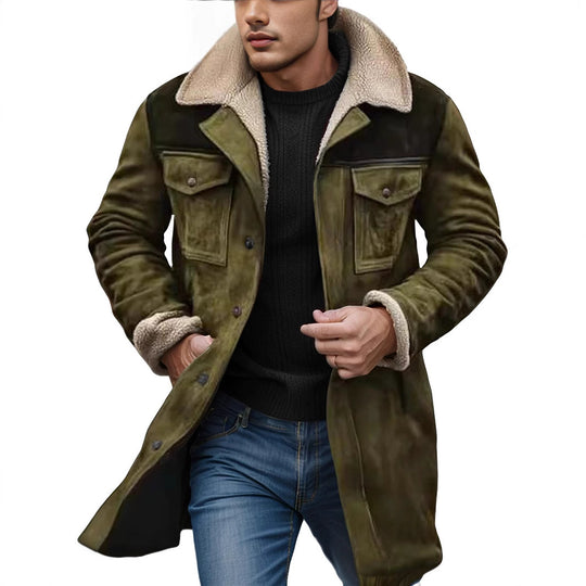 Herren Lammfelljacke im lässigen Utility-Stil mit großzügigen Taschen Heidi-Mode
