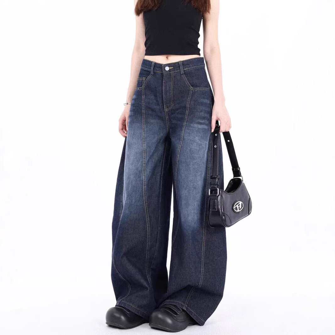 Damen Weite Denim-Hose mit hohem Bund und trendigem Schnitt Heidi-Mode